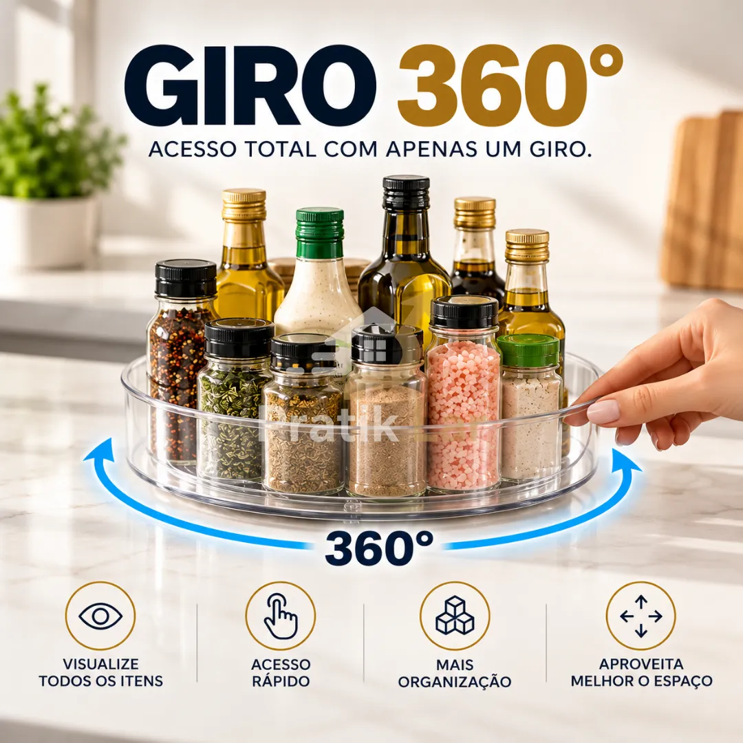 Organizador Giratório 360 Multiuso Para Cozinha Molhos Cosméticos