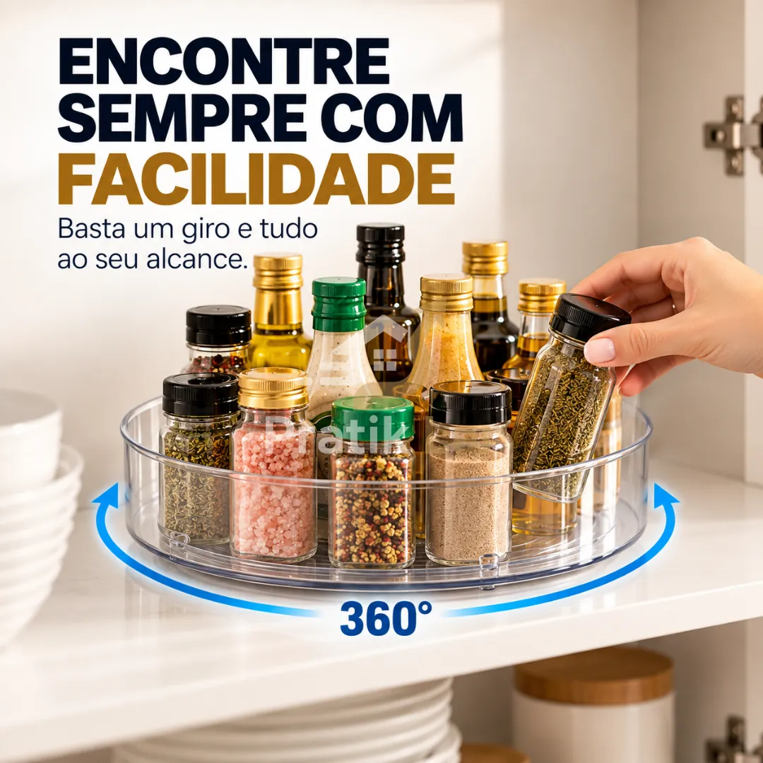 Organizador Giratório 360 Multiuso Para Cozinha Molhos Cosméticos