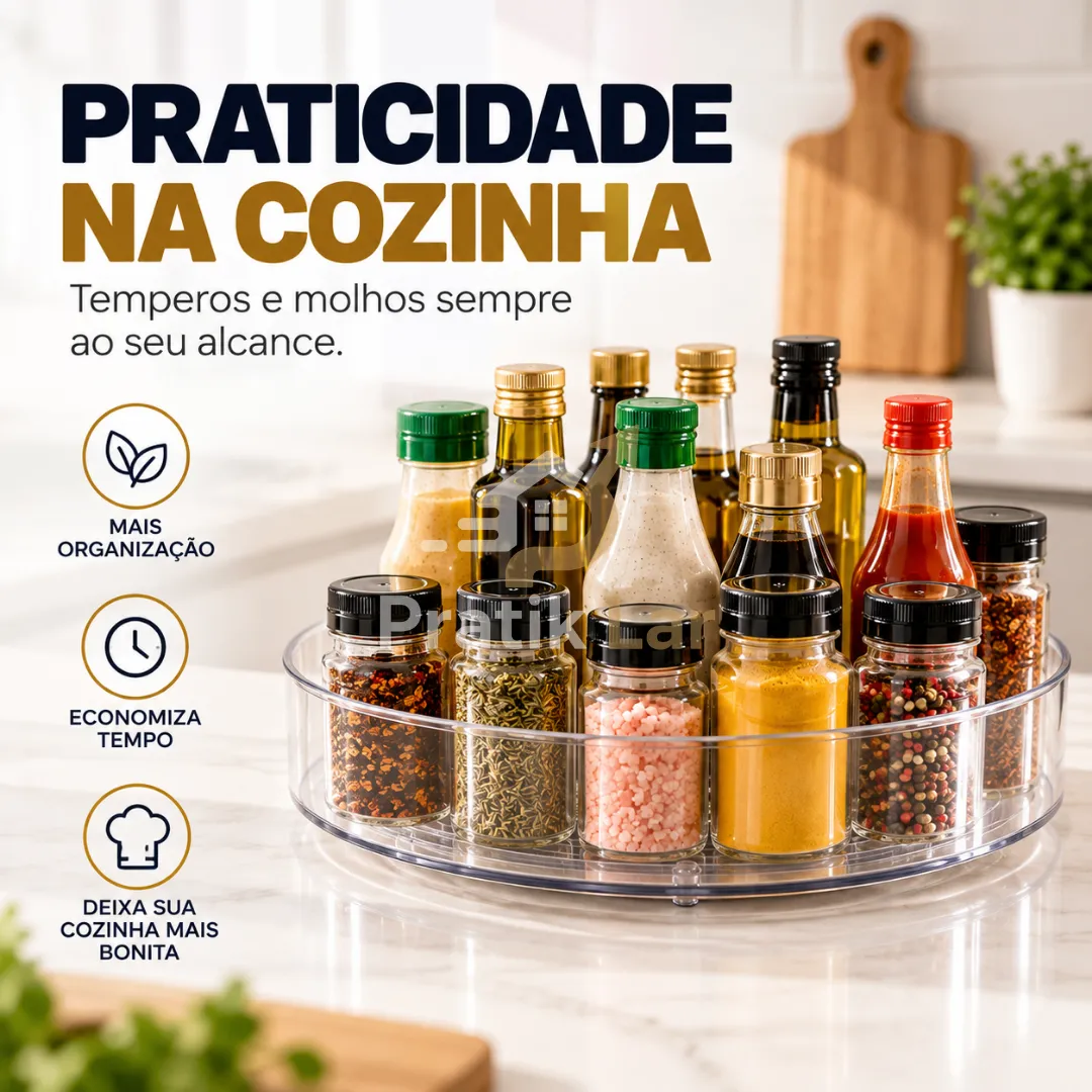Organizador Giratório 360 Multiuso Para Cozinha Molhos Cosméticos