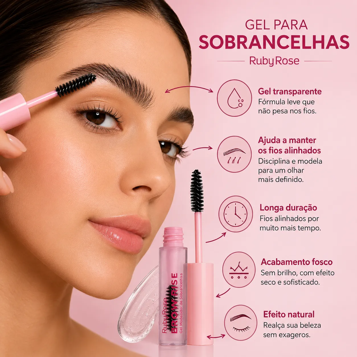 GEL INCOLOR PARA SOBRANCELHAS BROW RISE RUBY ROSE HB-E2503