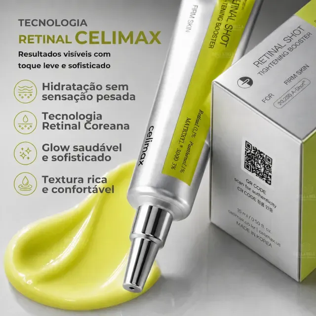 Retinal Celimax Original Coreano 0.1% Shot Booster Anti Rugas Linhas Finas Minimiza Poros Com Qrcode