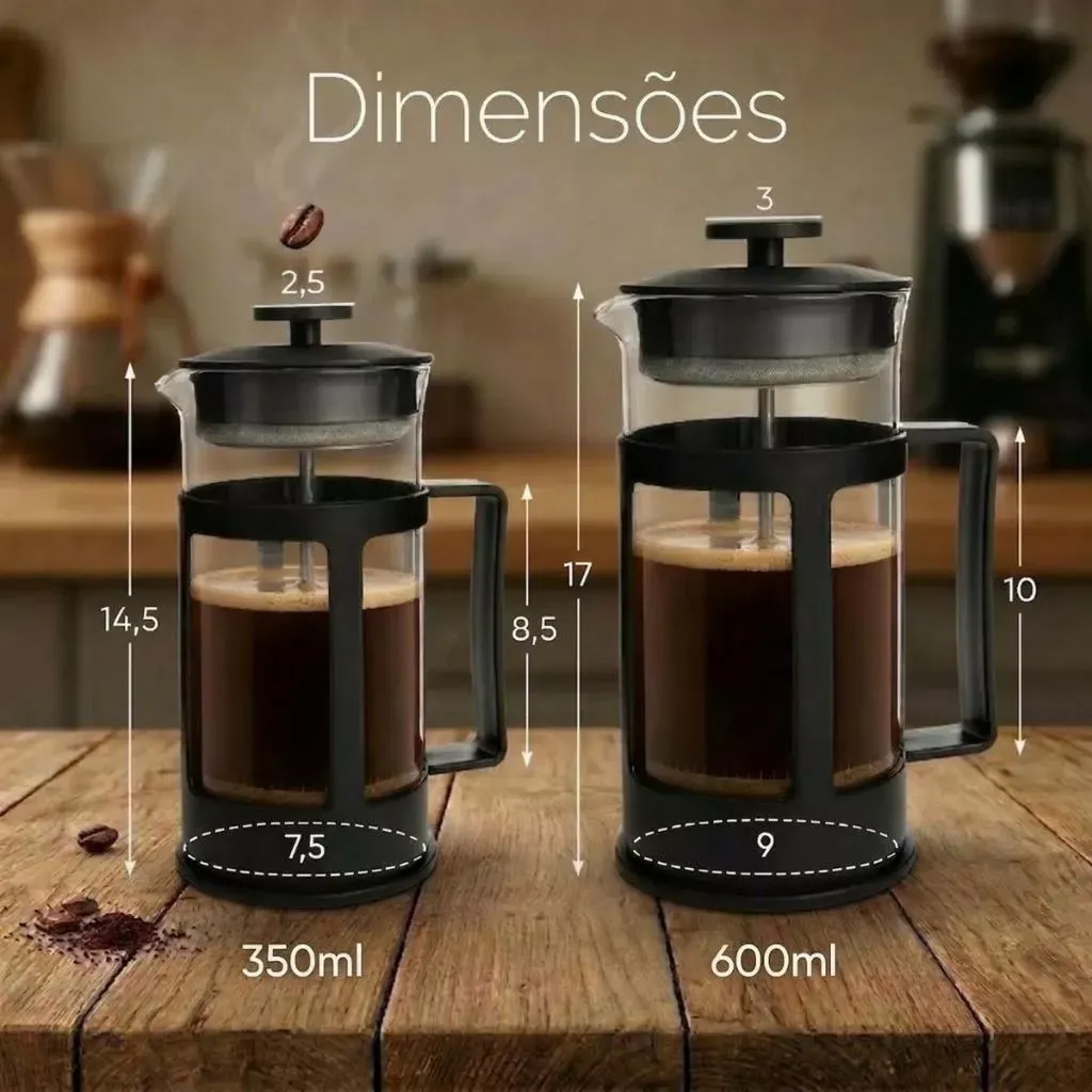Cafeteira Prensa Francesa 600ml Café Cremeira 350ml Café Expresso Leite Cremoso