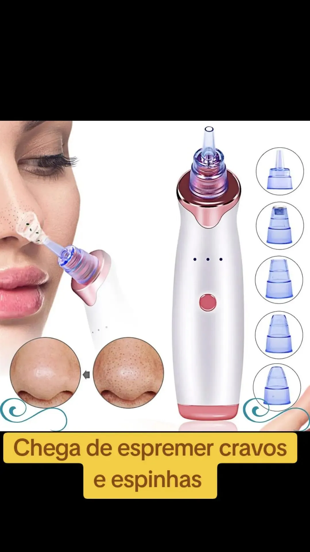 Removedor Cravos e Espinhas Extrator de Cravos Sucção a Vácuo Aparelho Recarregável Sugador Remove Acne