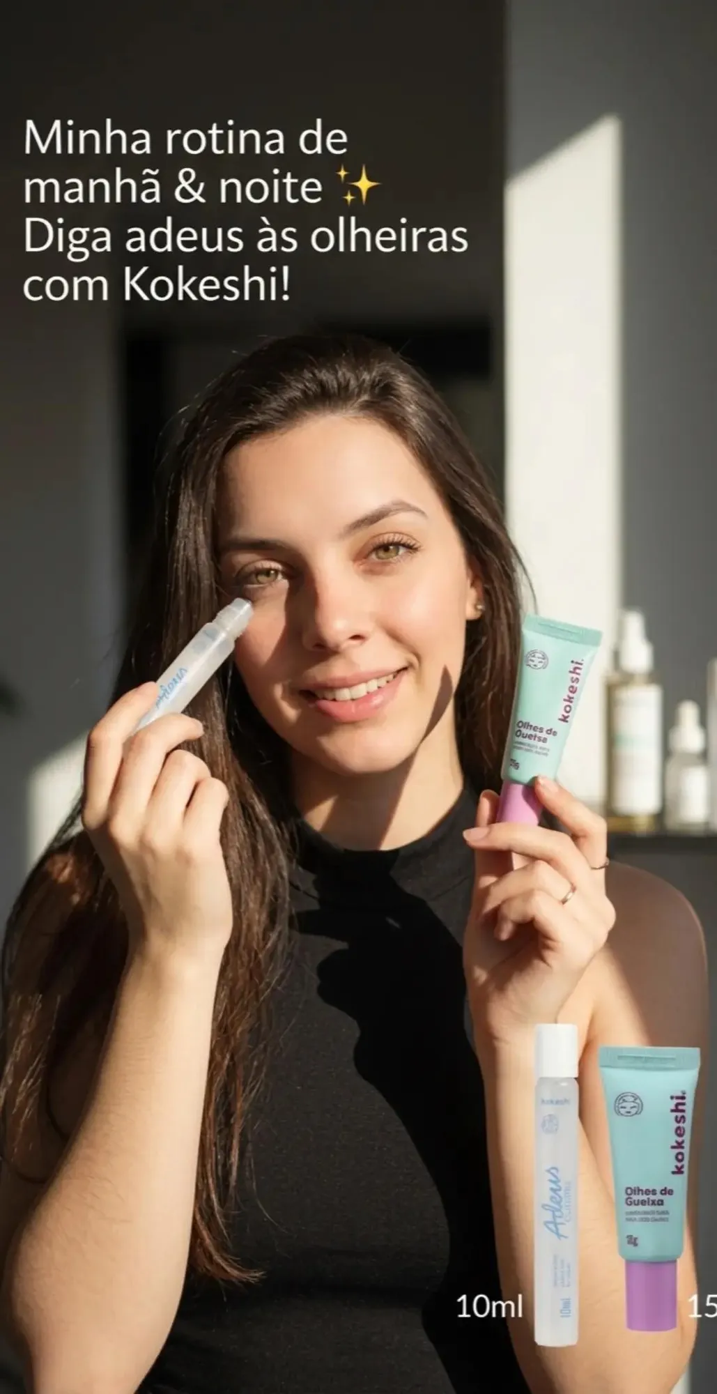Sérum Roll-On Área dos Olhos Adeus Olheiras 10ml Kokeshi