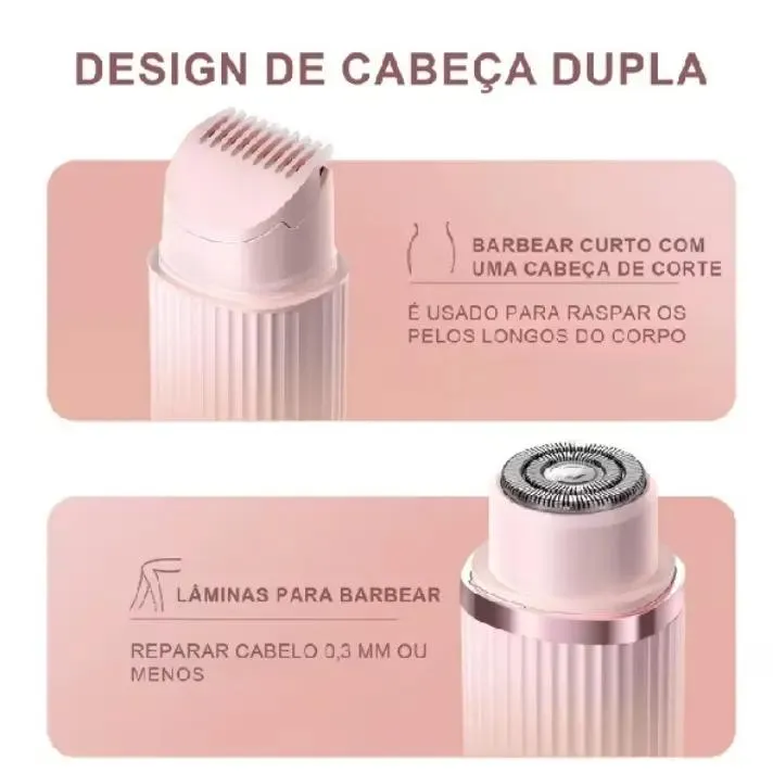 Depilador Elétrico Recarregável com Barbeador Duas Cabeças