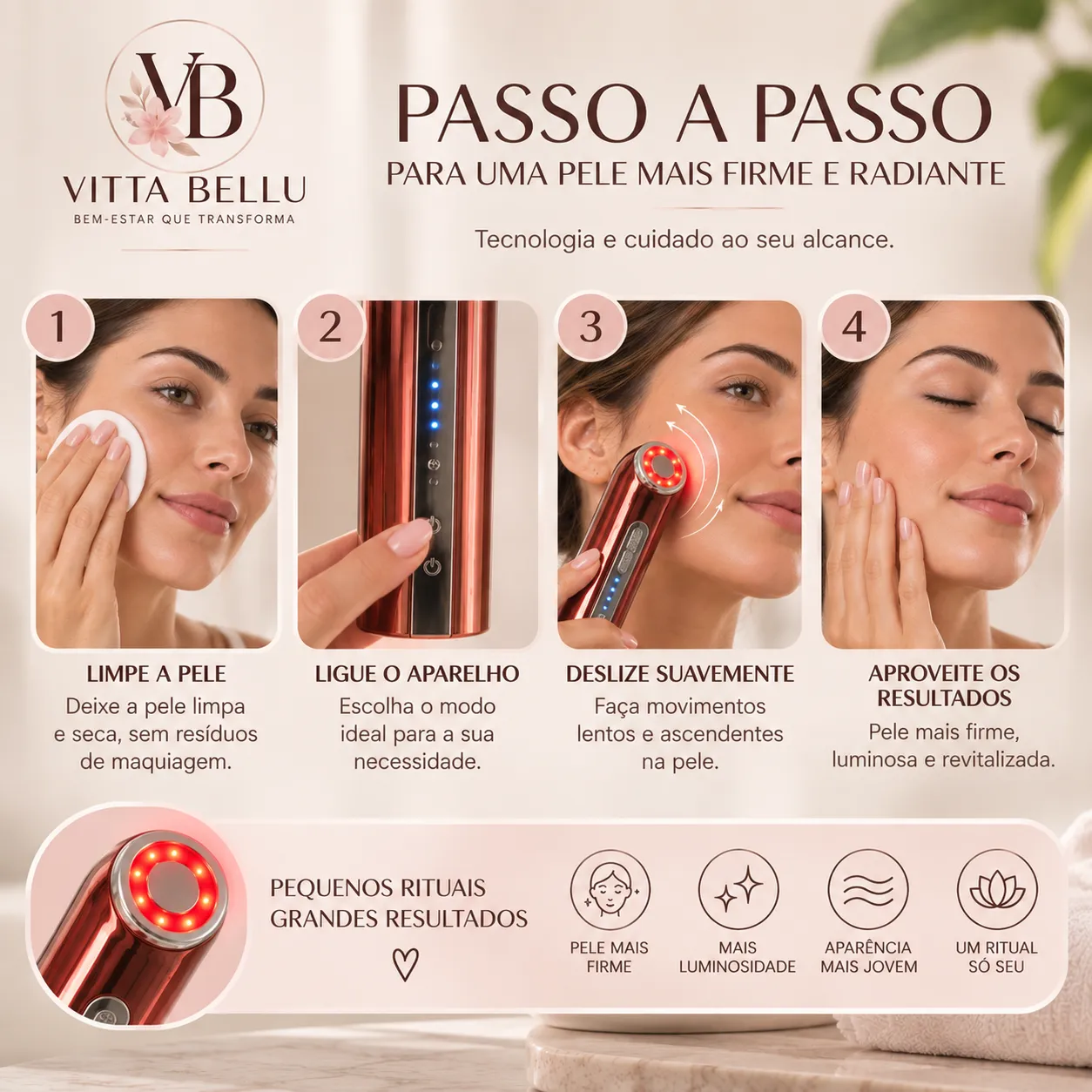 Dispositivo de Lifting Facial Portátil Radiofrequência Antirrugas Pele Firme Rejuvenescimento