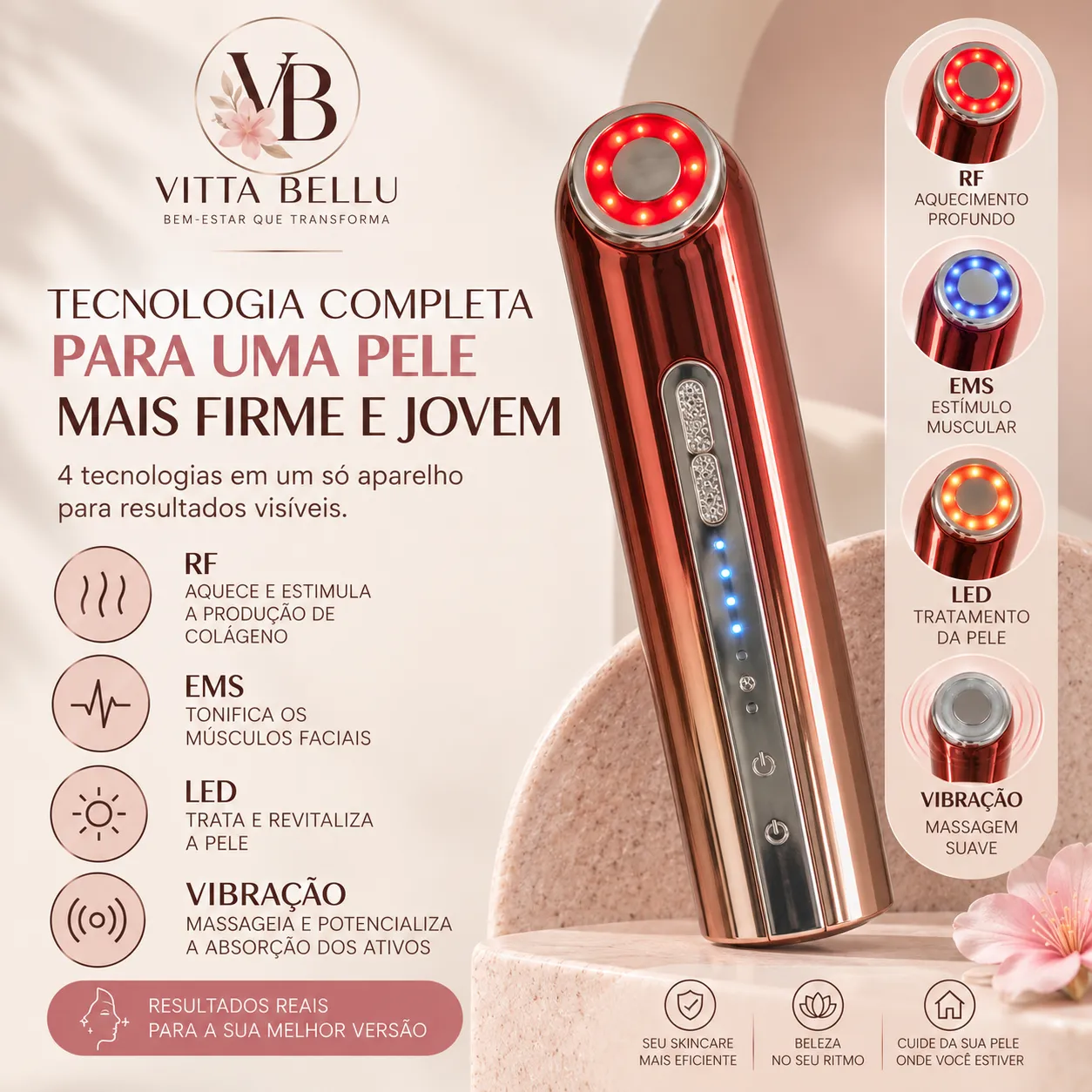 Dispositivo de Lifting Facial Portátil Radiofrequência Antirrugas Pele Firme Rejuvenescimento