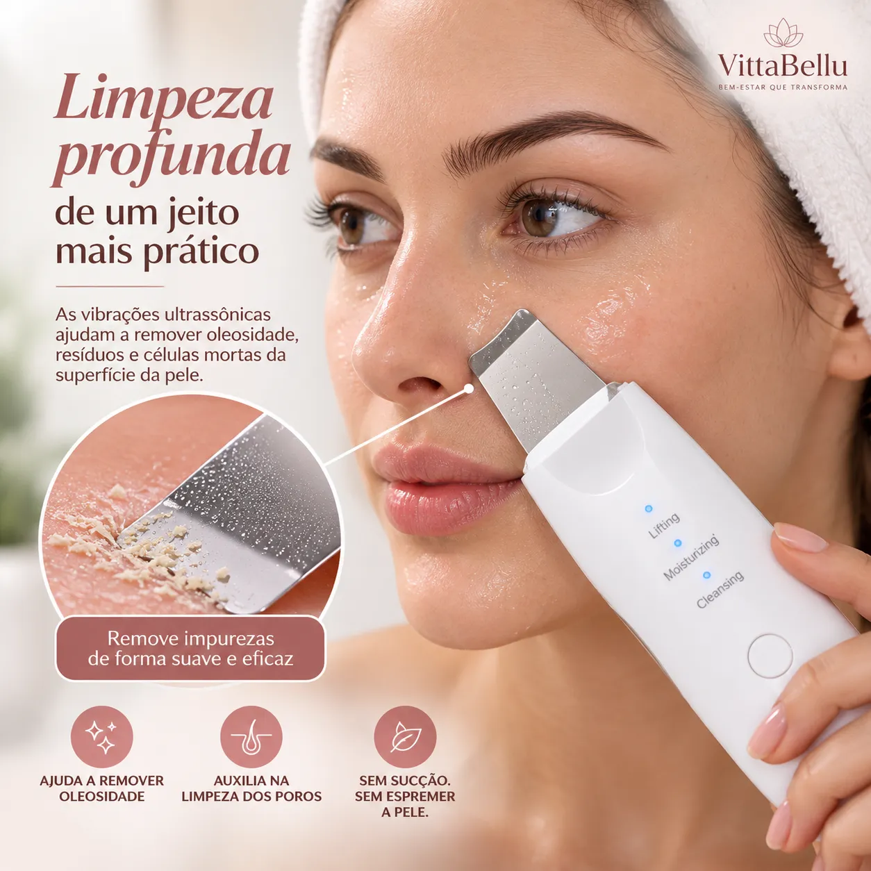 APARELHO PEELING ULTRASSÔNICO | LIMPEZA FACIAL PROFUNDA + REMOÇÃO DE CRAVOS