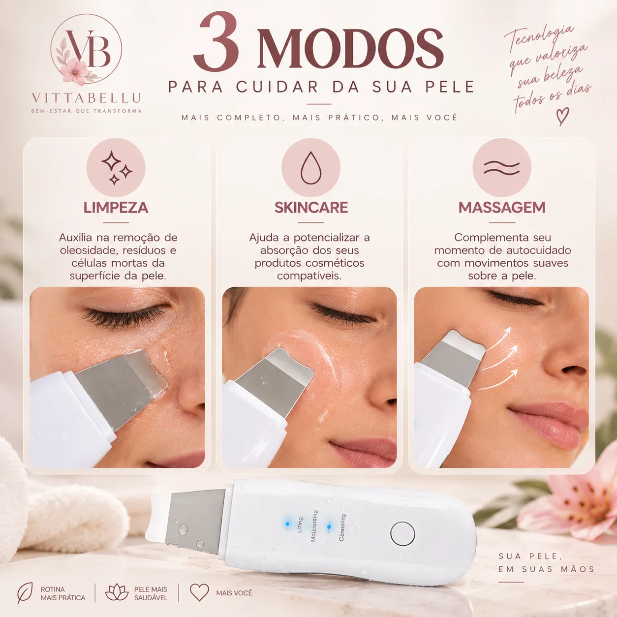 APARELHO PEELING ULTRASSÔNICO | LIMPEZA FACIAL PROFUNDA + REMOÇÃO DE CRAVOS