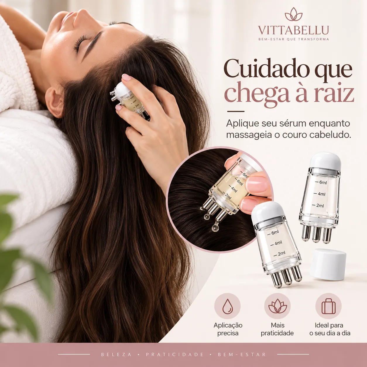 APLICADOR DE SÉRUM PARA COURO CABELUDO + MASSAGEADOR