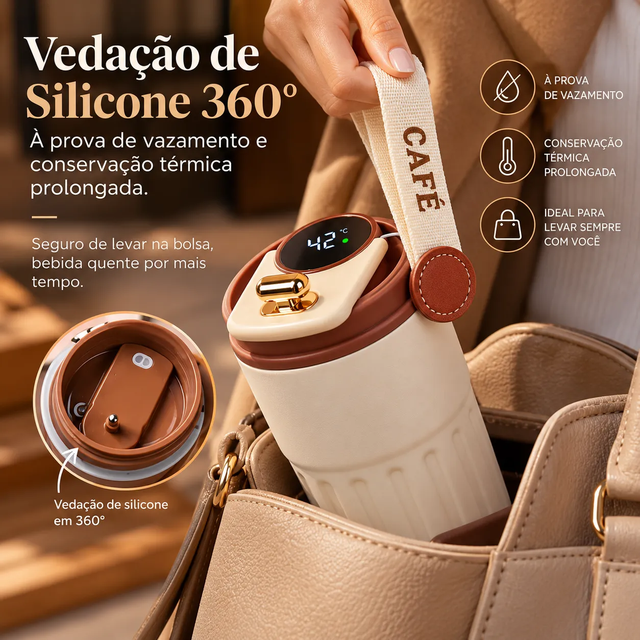 CoffeeSense 450 — Copo Térmico Inteligente com Display LED de Temperatura