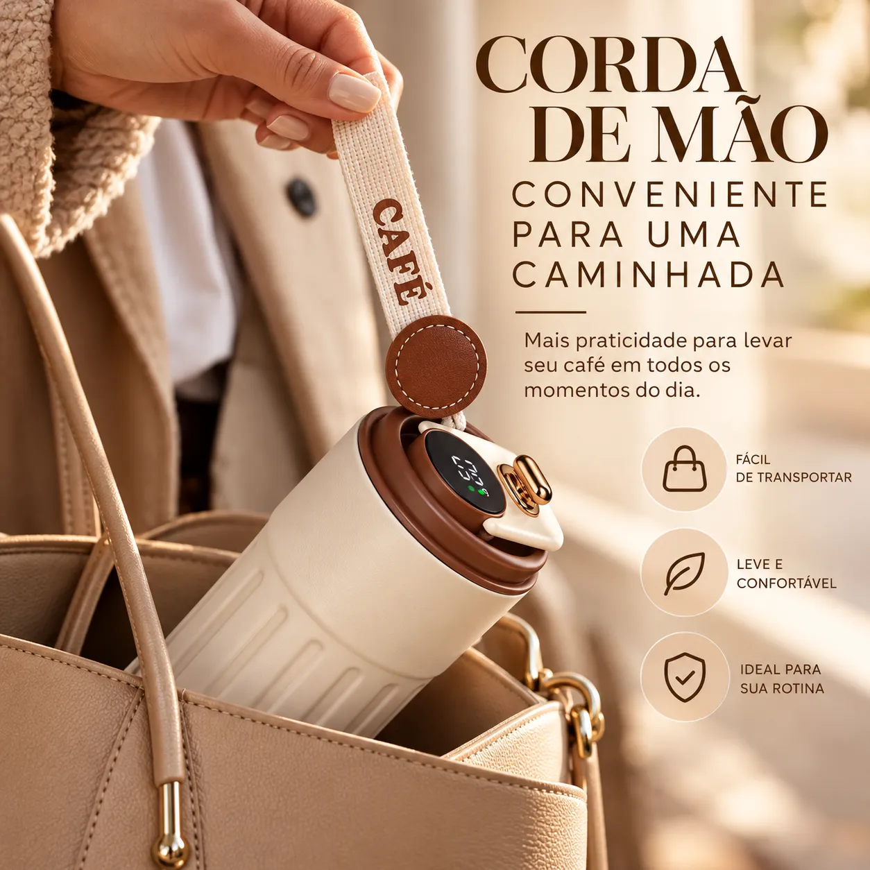 CoffeeSense 450 — Copo Térmico Inteligente com Display LED de Temperatura