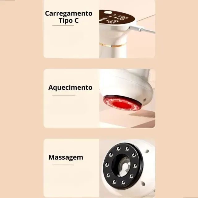 Massageador Sucção Ventosa a Vácuo - Corporal Elétrico Ventosaterapia