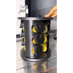 Porta-Temperos Giratório com Potes de Vidro