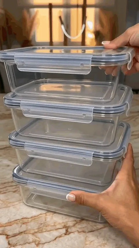 Kit 10 Marmitas com Travas 900ml BPAFREE Pote Plástico Freezer Microondas Fitness Refeição Alimento