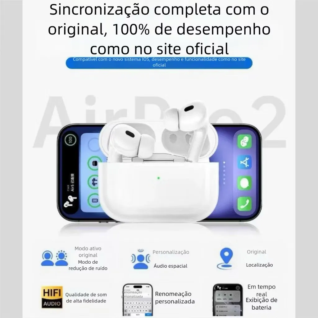 Fone Bluetooth Pro5 Premium | Imersão Total c/ Cancelamento Ruído Qualidade Superior. Compatível com iPhone e Android