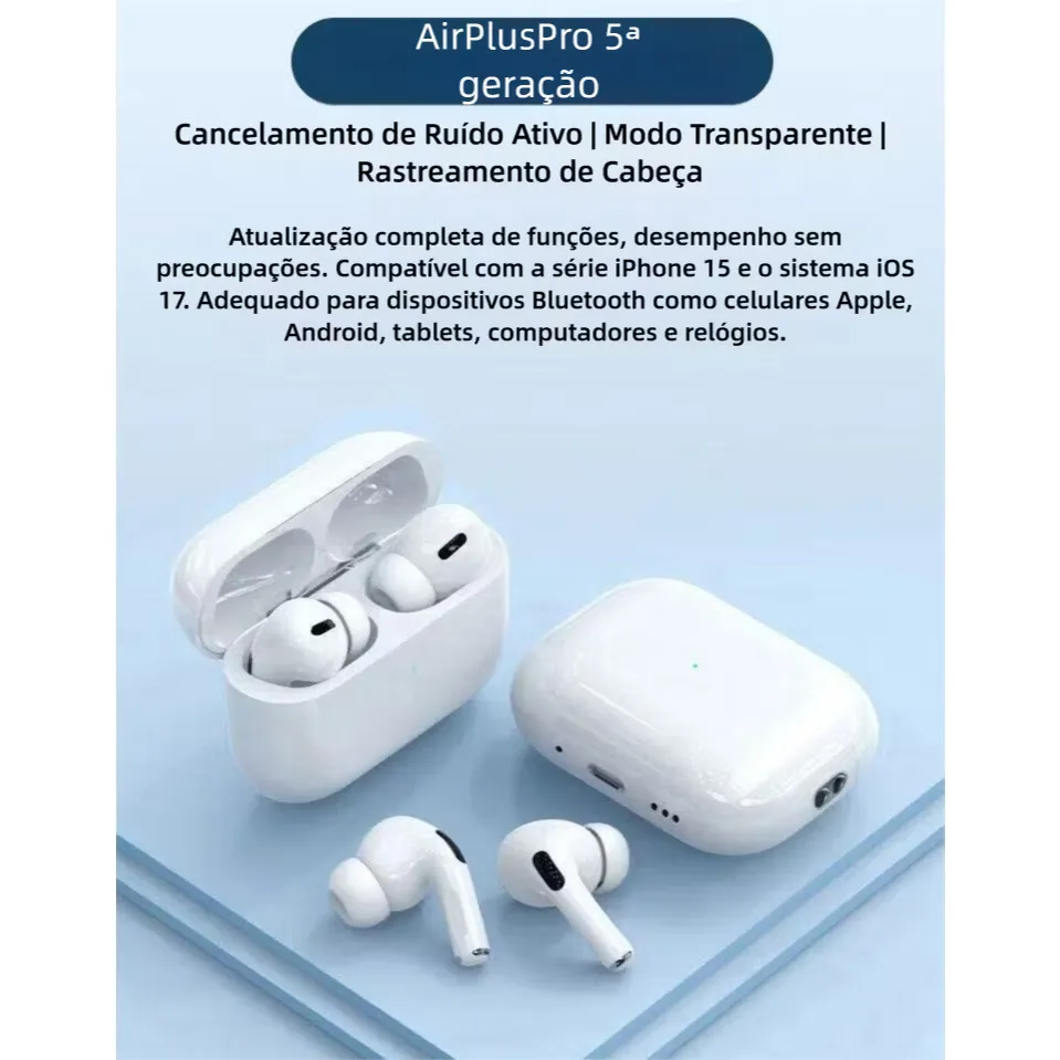 Fone Bluetooth Pro5 Premium | Imersão Total c/ Cancelamento Ruído Qualidade Superior. Compatível com iPhone e Android