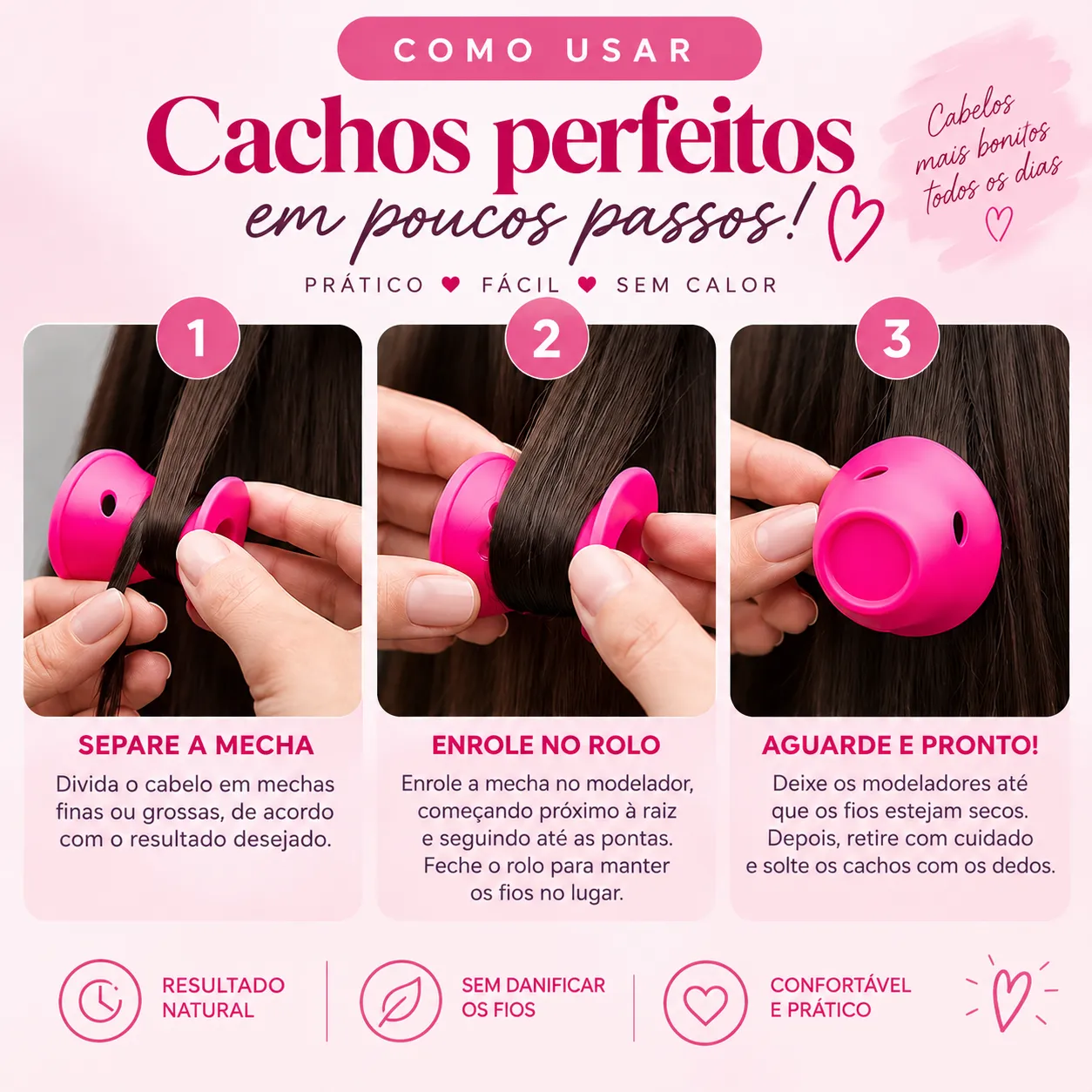 Rolo Modelador de Cachos em Silicone – Cachos Perfeitos sem Calor
