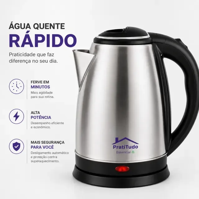 Chaleira Elétrica Unitermi 1,8 Litros em Aço Inox | Desligamento Automático
