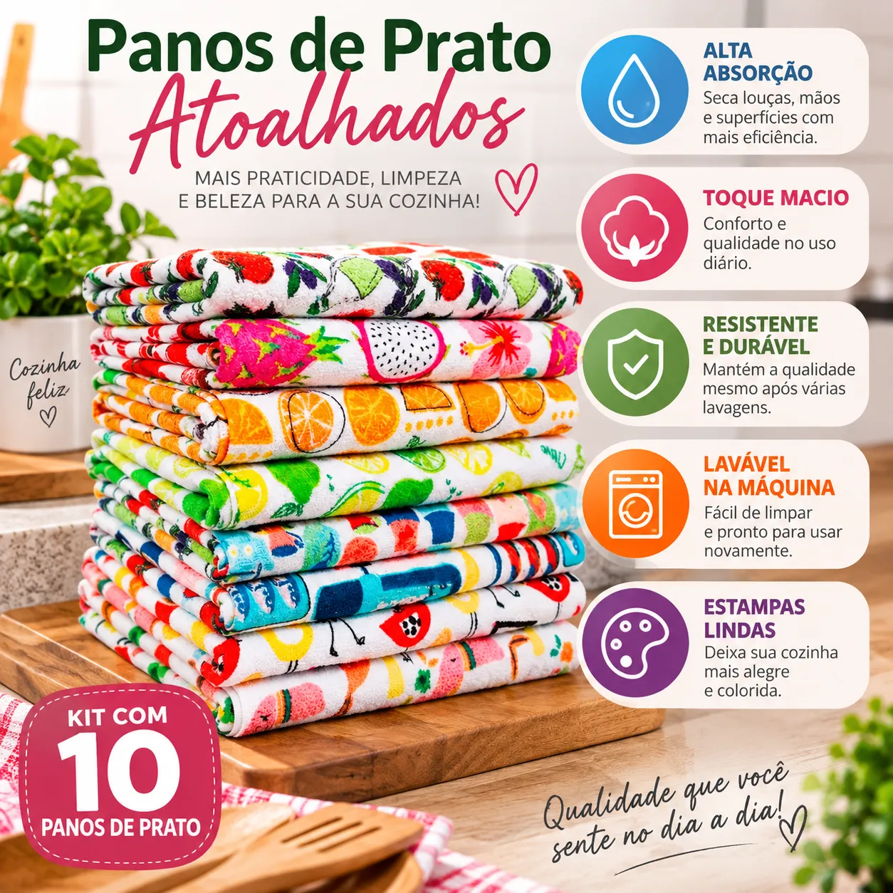 Kit Panos de Prato Atoalhados Camesa | 10 Unidades