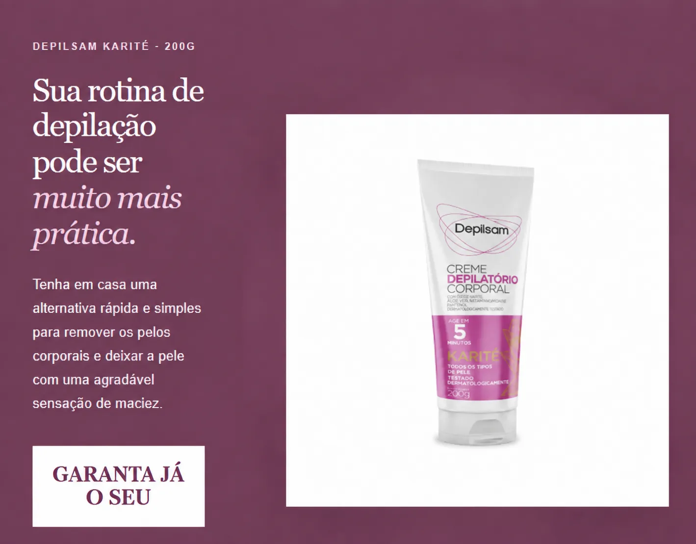 Creme Depilatório Corporal Depilsam Karité 200G