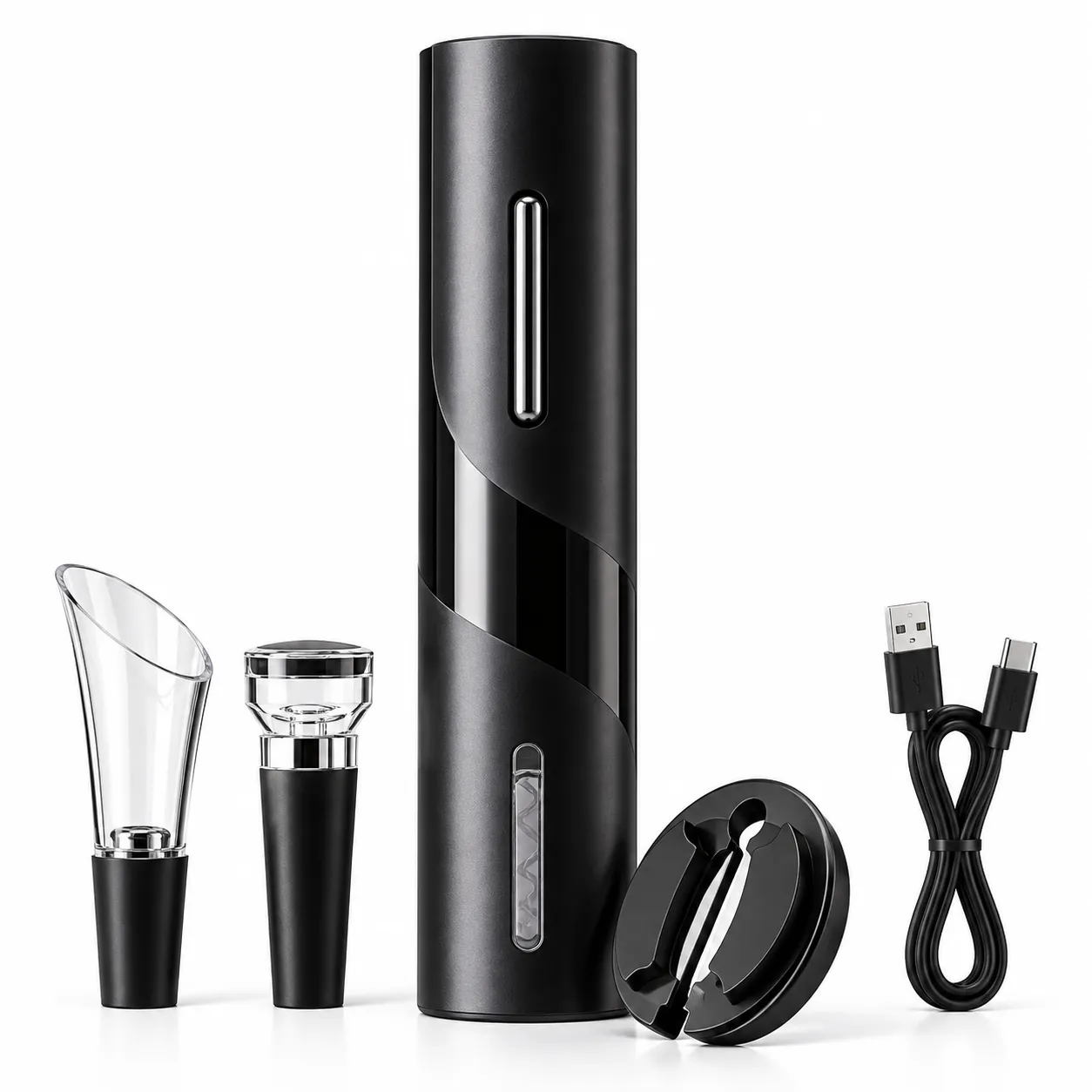 Kit 4 Pçs Saca Rolha Abridor De Vinho Elétrico Recarregável Automático Carregamento USB