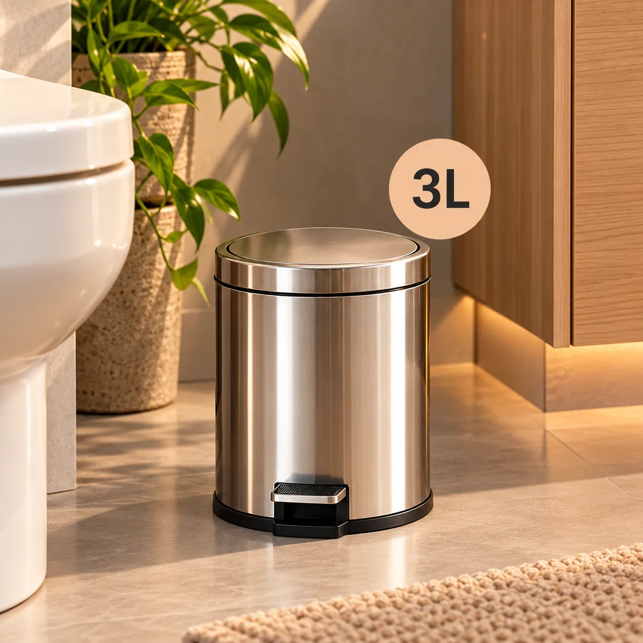 Kit Lixeiras Inox Premium 3 Peças – Mais Elegância e Organização para Sua Casa