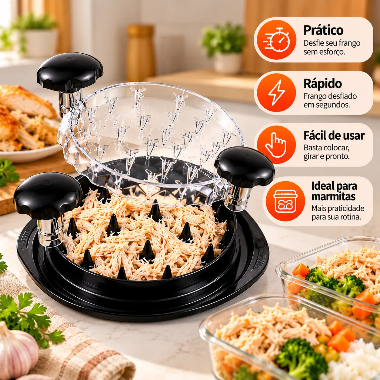 Desfiador Manual de Alimentos Multifuncional Moedor de Carne Manual Triturador de Frango