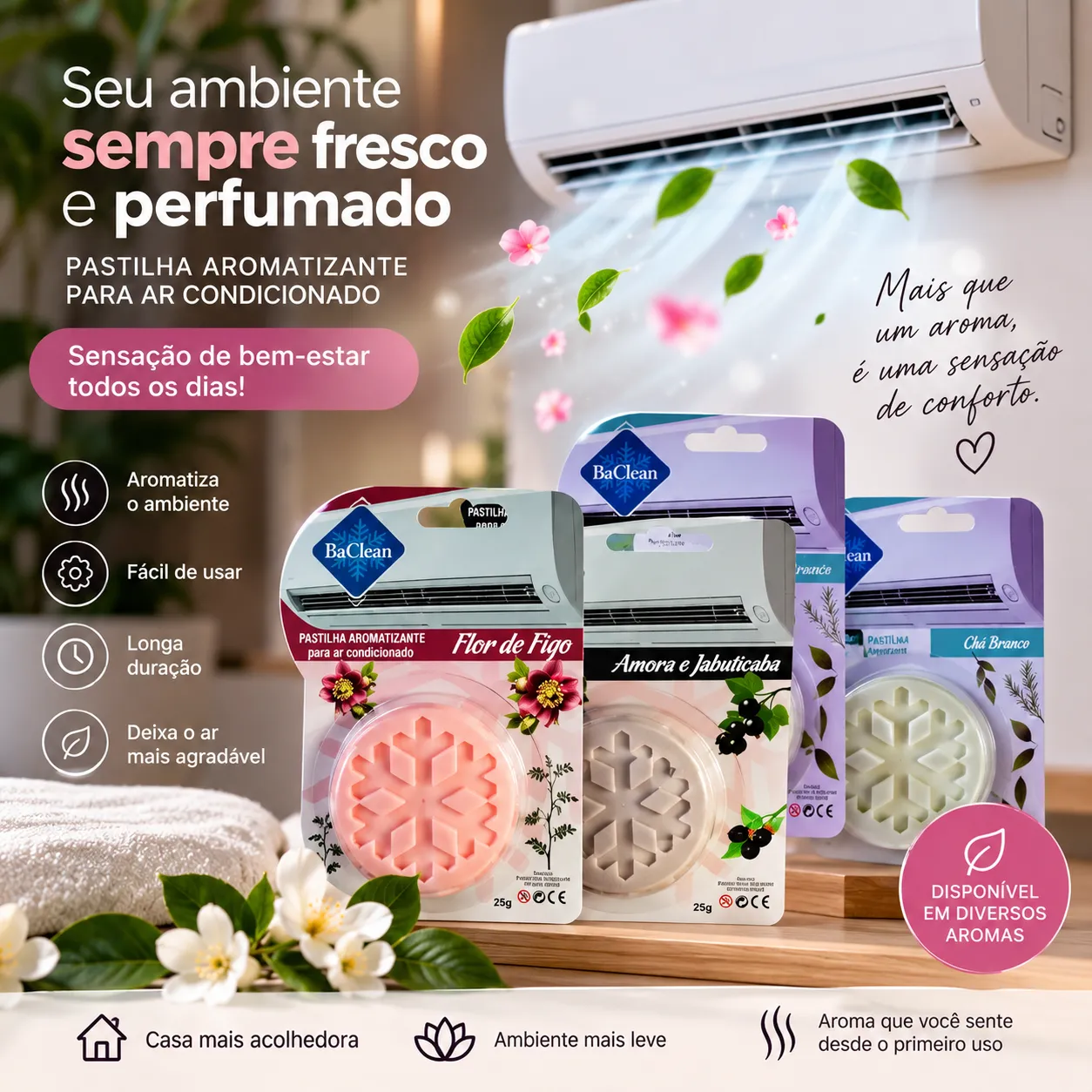 Pastilha Aromatizante Baclean para Ar Condicionado robiana