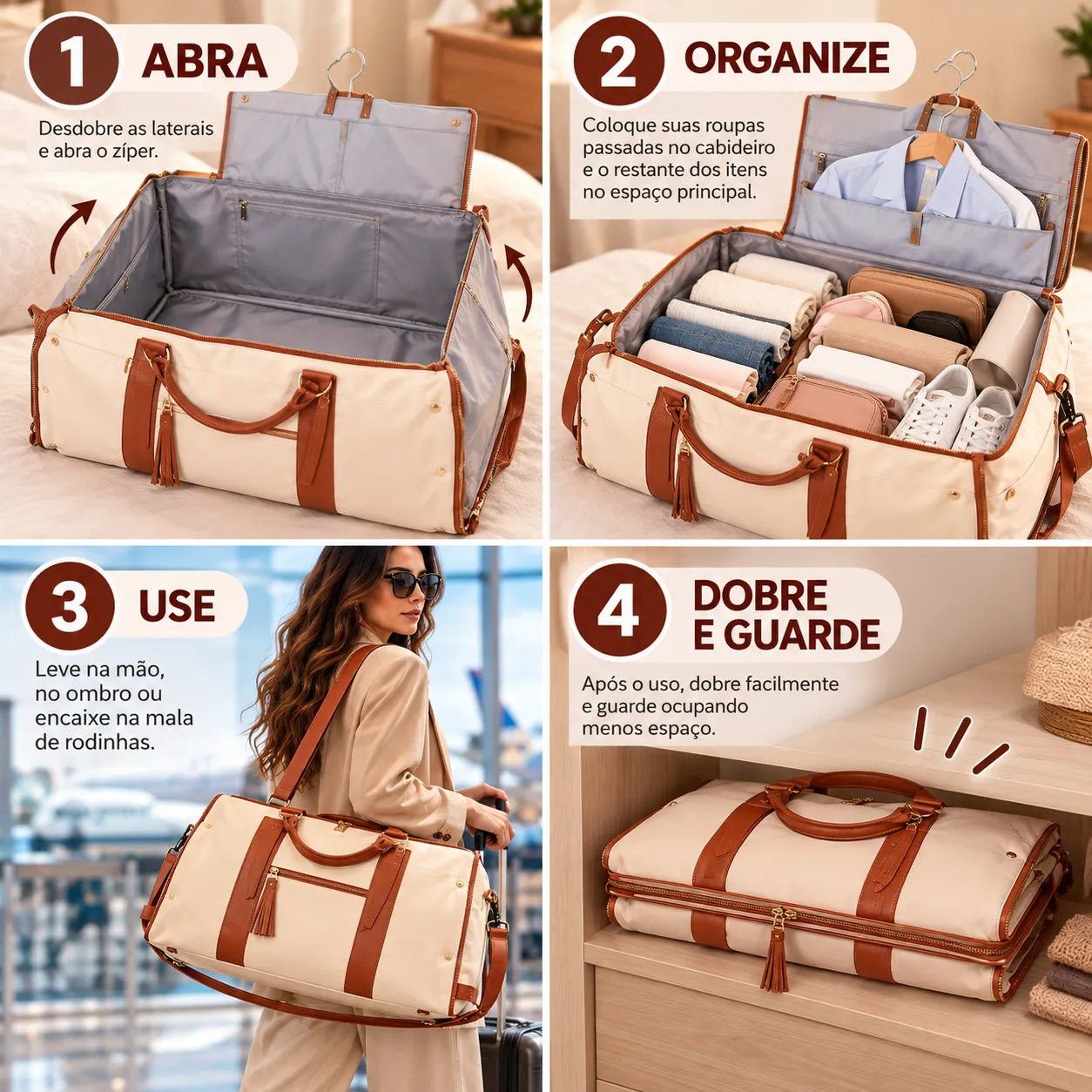 Bolsa de Viagem Grande Feminina Dobrável e Impermeável Armazenamento Saco de bagagem Saco de viagem armazenamento