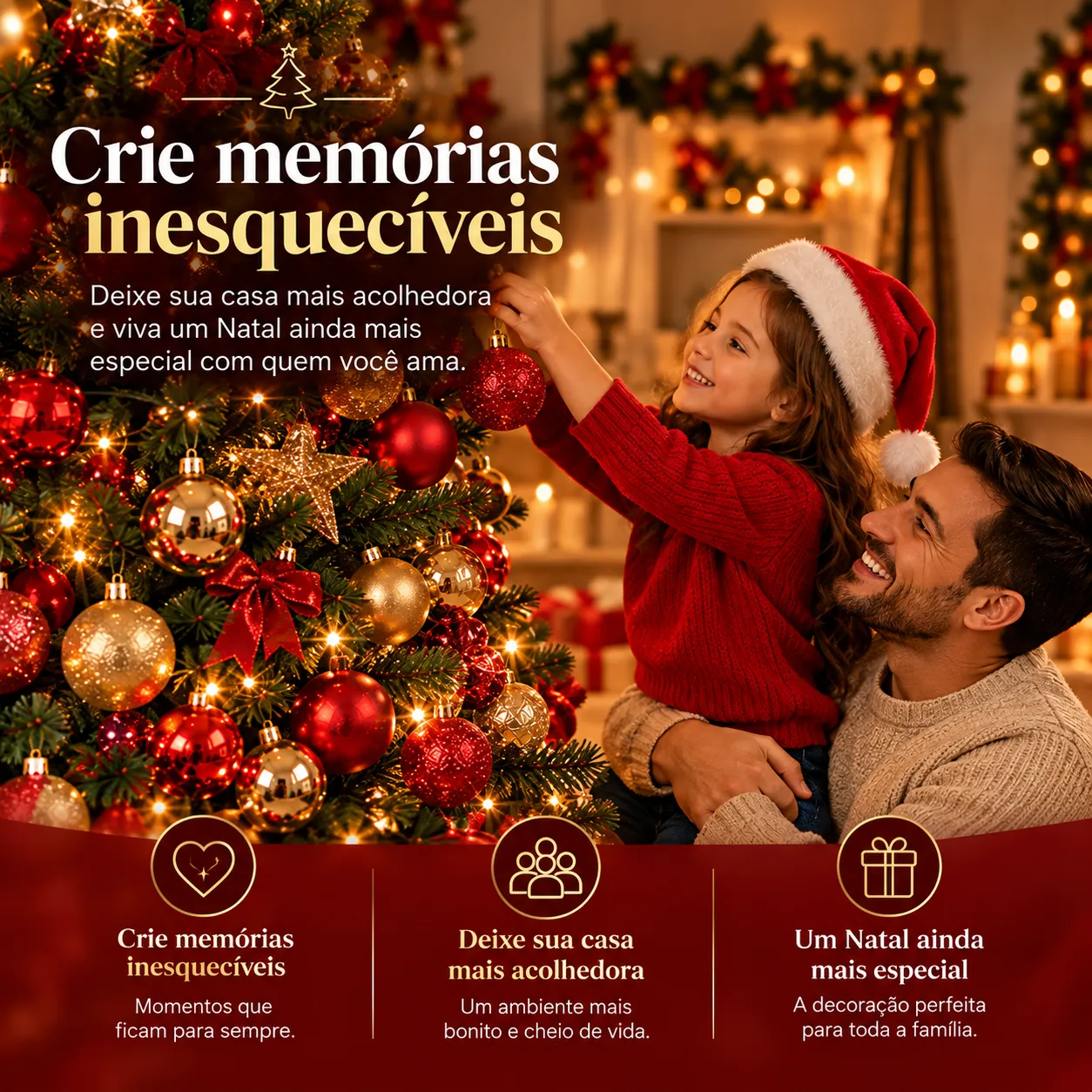Kit 100 Bolas de Natal + Estrela para Árvore Decoração Premium Bolinhas Mistas Lisas Foscas Glitter Dourada e Vermelha