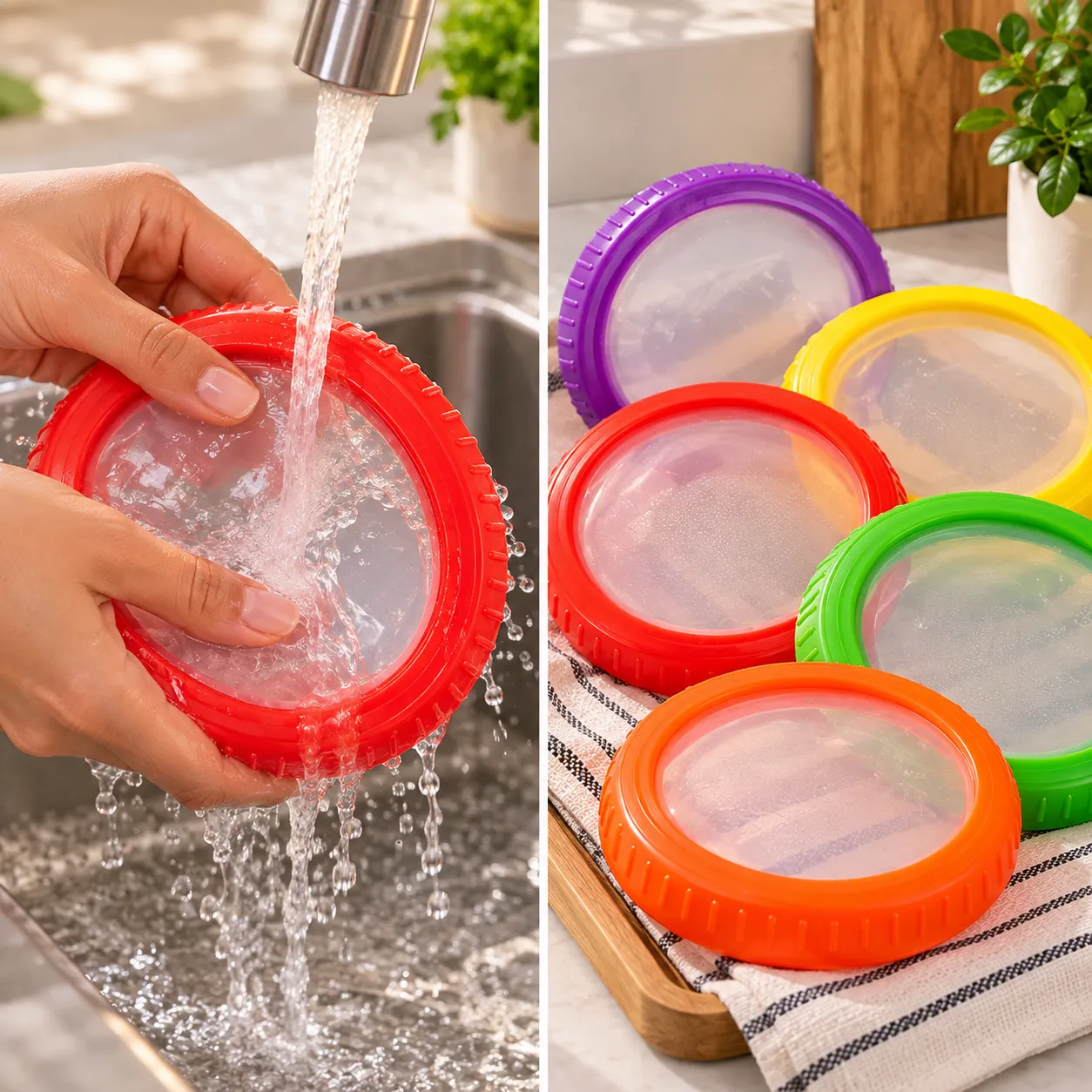 4Pcs Caixa de Silicone Armazenamento Frutas/Legumes: Reutilizável, Mantém Cebola/Abacate Frescos