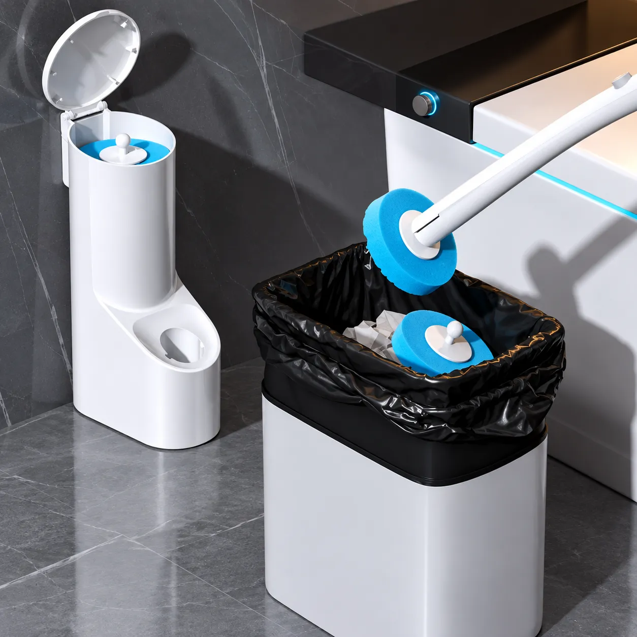 Escova Sanitária com Cabeças Descartáveis – Higiene e Praticidade