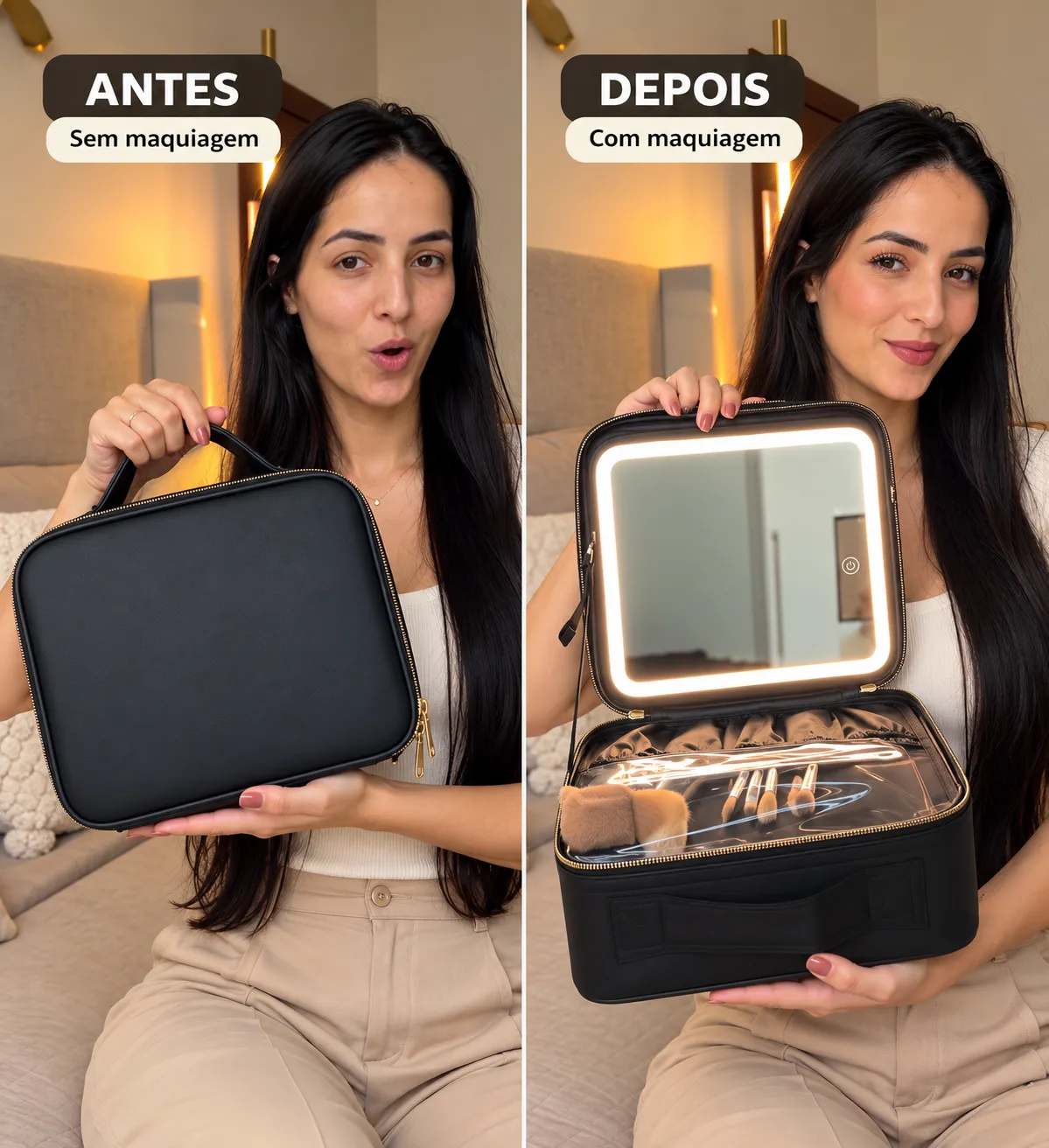 Maleta Para Maquiador/ Manicure/ Viagem Média com Espelho