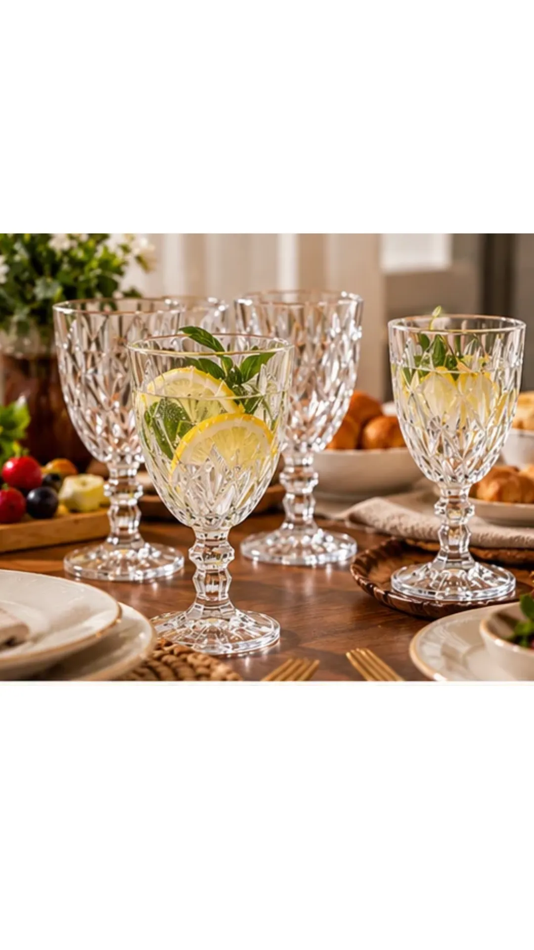 Jogo de Taça Diamante Copo Vidro Transparente Taças Abacaxi Gourmet Bico De Jaca 330ml