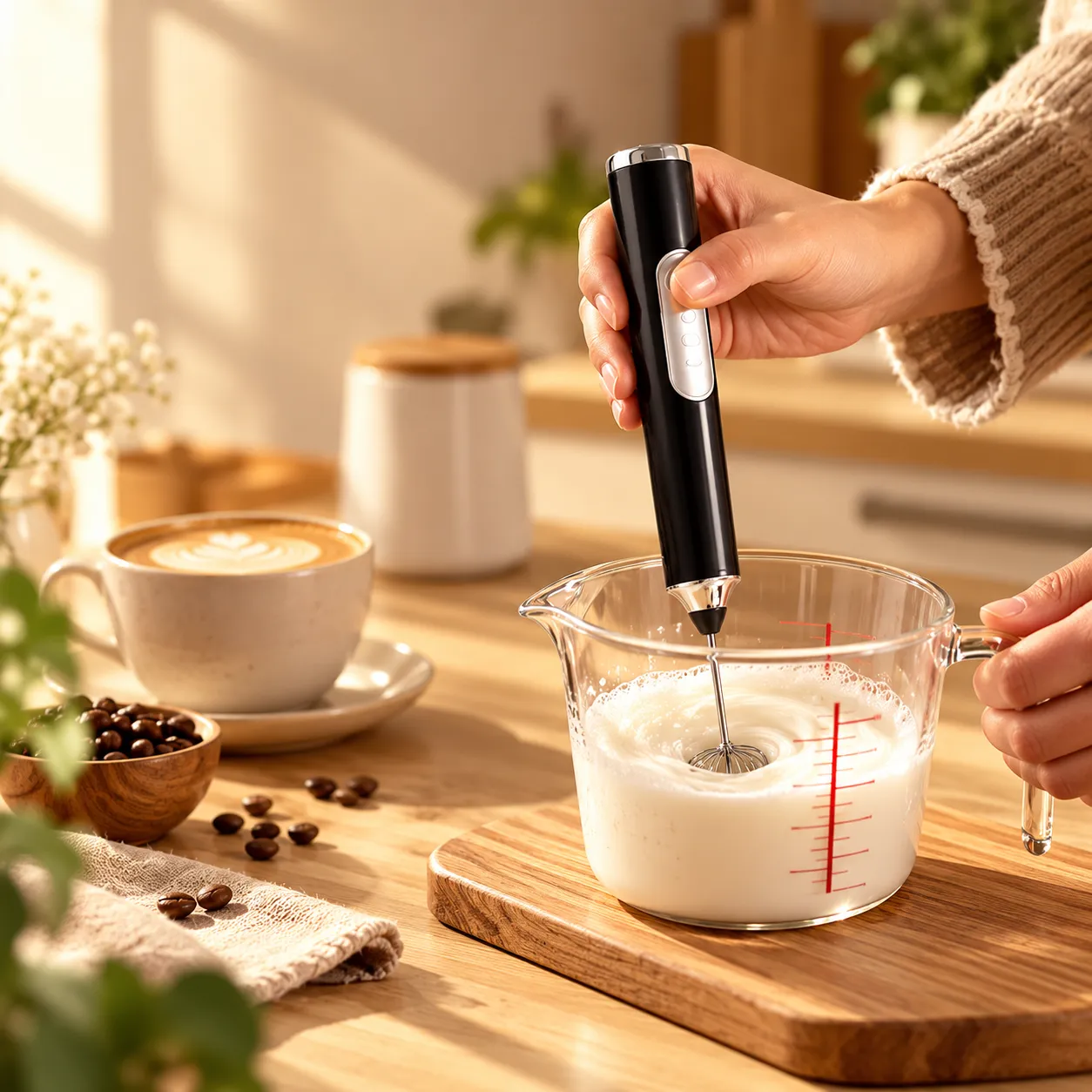 Batedor Misturador Mixer Elétrico para Bebidas Leite Café Clara de Ovo 2 em 1