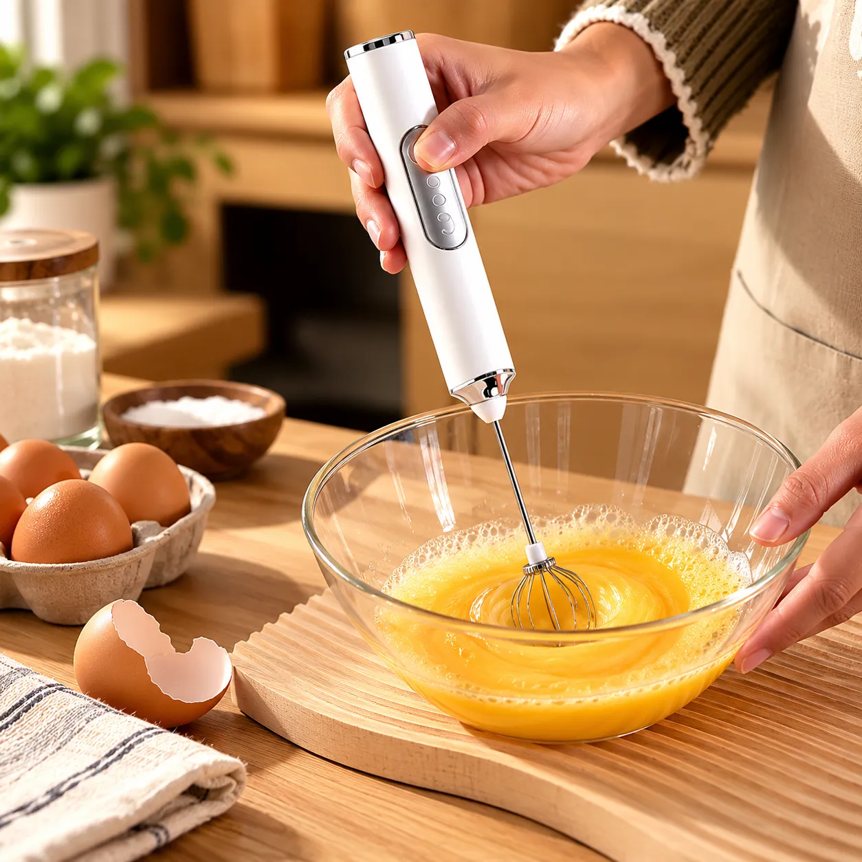 Batedor Misturador Mixer Elétrico para Bebidas Leite Café Clara de Ovo 2 em 1