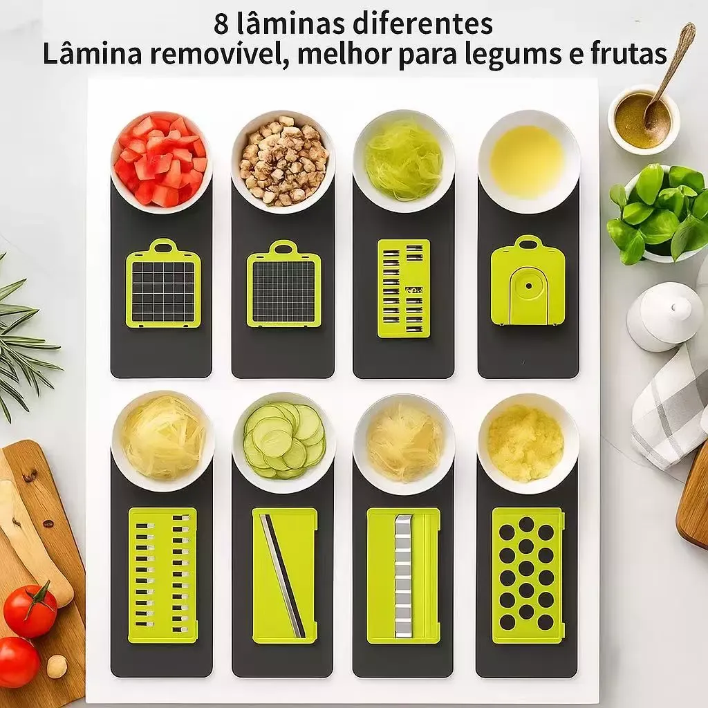 Fatiador Ralador 16 em 1 Profissional de Cozinha em Aço Inoxidável Multifuncional para Legumes Frutas e Verduras