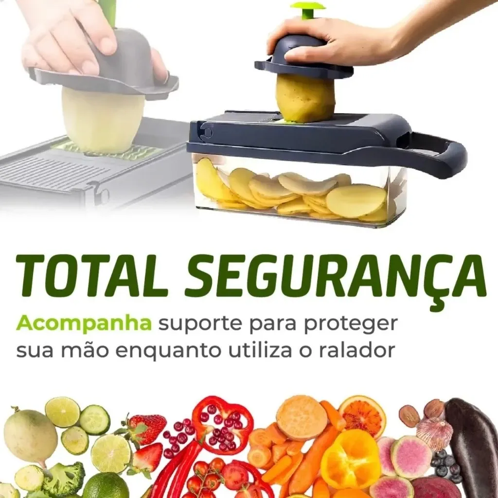 Fatiador Ralador 16 em 1 Profissional de Cozinha em Aço Inoxidável Multifuncional para Legumes Frutas e Verduras